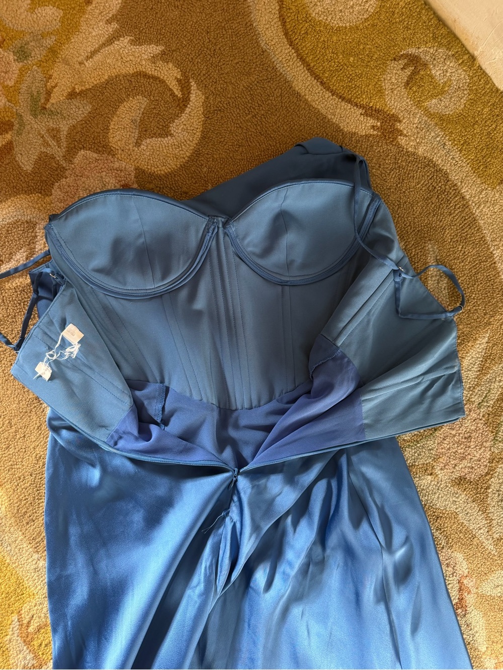 Astr Blue Satin Corset-Style Slip Gown - Picture 11 of 15